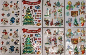 VINTAGE 80er FOLIENPRISMA WEIHNACHTEN STICKERBÖGEN ZUM AUFKLEBEN WEIHNACHTEN #2 - Bild 1 von 9