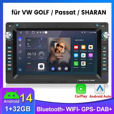 Android14 Autoradio Carplay GPS Navi DAB+ RDS Für VW Polo 9N Golf 4 Passat B5 T5 - Bild 1 von 4