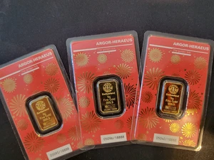 5 grams Gold Bar Swiss .9999 ARGOR-HERAEUS Ltd Dragon 2024 Kinebar Encapsulated - Picture 1 of 6