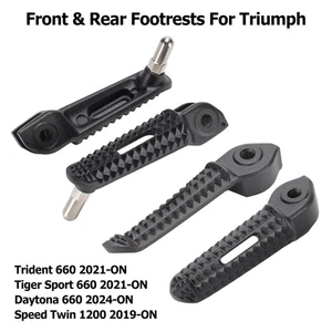 Front Rear Footpegs For Trident/Tiger Sport/Daytona 660 Rider+Passenger Footrest - Picture 1 of 24