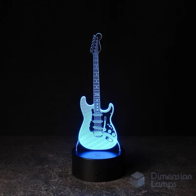 S-Type Guitar 3D Illusion LED Night Light | Electric Guitarist Gift Idea Lamp - image 1 of 4