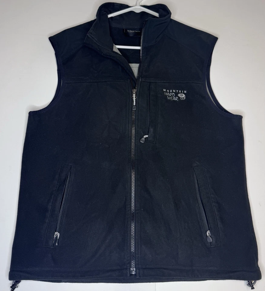 Chaleco polar Mountain Hardware para hombre mediano negro carcasa suave bolsillos con cremallera completa Foto 1 de 4