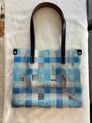 Dooney Bourke Clear Blue Vinyl Tote with Leather Handles - Image 1 of 2