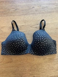 Sujetador Push Up ROSA Victoria's Secret Negro Foil Star 34D Wear Everywhere Inalámbrico - Imagen 1 de 2