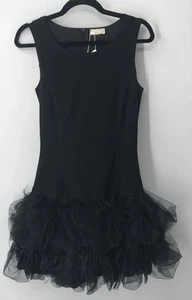Monnalisa Chic black girl sleeveless tulle & feather dress sz L - Picture 1 of 3