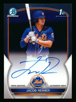 2023 BOWMAN CHROME JACOB REIMER RC ON-CARD AUTO AUTOGRAPH METS 1ST ROOKIE SP! - Image 1 of 2