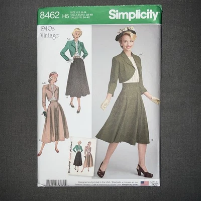 SIMPLICITY 8462 VINTAGE STYLE 1940'S SKIRTS & BLOUSE SIZES 6-14 UNCUT FF - Image 1 of 4
