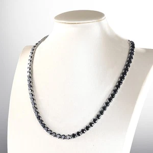 6.5mm Real Black Moissanite Tennis Necklace Hip Hop Chain 925 Sterling Silver - Picture 1 of 18