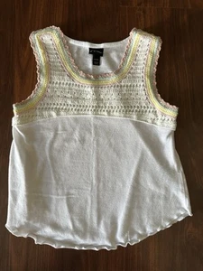 Art Class Girls Crochet Across Chest Tank Top SZ 6-6X White W/pink Yellow Mint - Picture 1 of 6