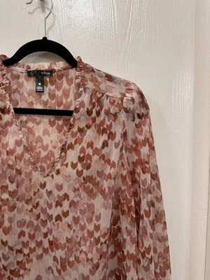 Aqua Women shirt Boho Blouse sheer Ruffle V neck metallic Romantic Multicolor M - Image 1 of 4