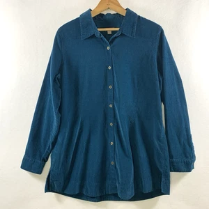 Top túnica Jill para mujer pana botones talla M verde azulado profundo herencia preppy relajado - Imagen 1 de 10