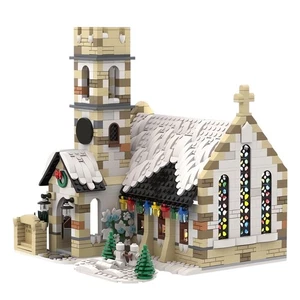 MOC Chiesa di Campagna Invernale con Interno Festività Natale Set Costruzioni 1853 Pezzi - Foto 1 di 3