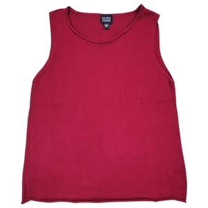 Eileen Fisher Sleeveless Shell Womens Small Red Silk Cotton Knit Tank Top Mature - Picture 1 of 8