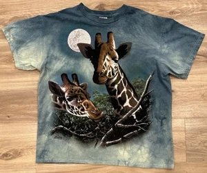 The Mountain T Shirt Large Giraffe AOP Green Tie Dye Animal Nature 90s vtg - Picture 1 of 6