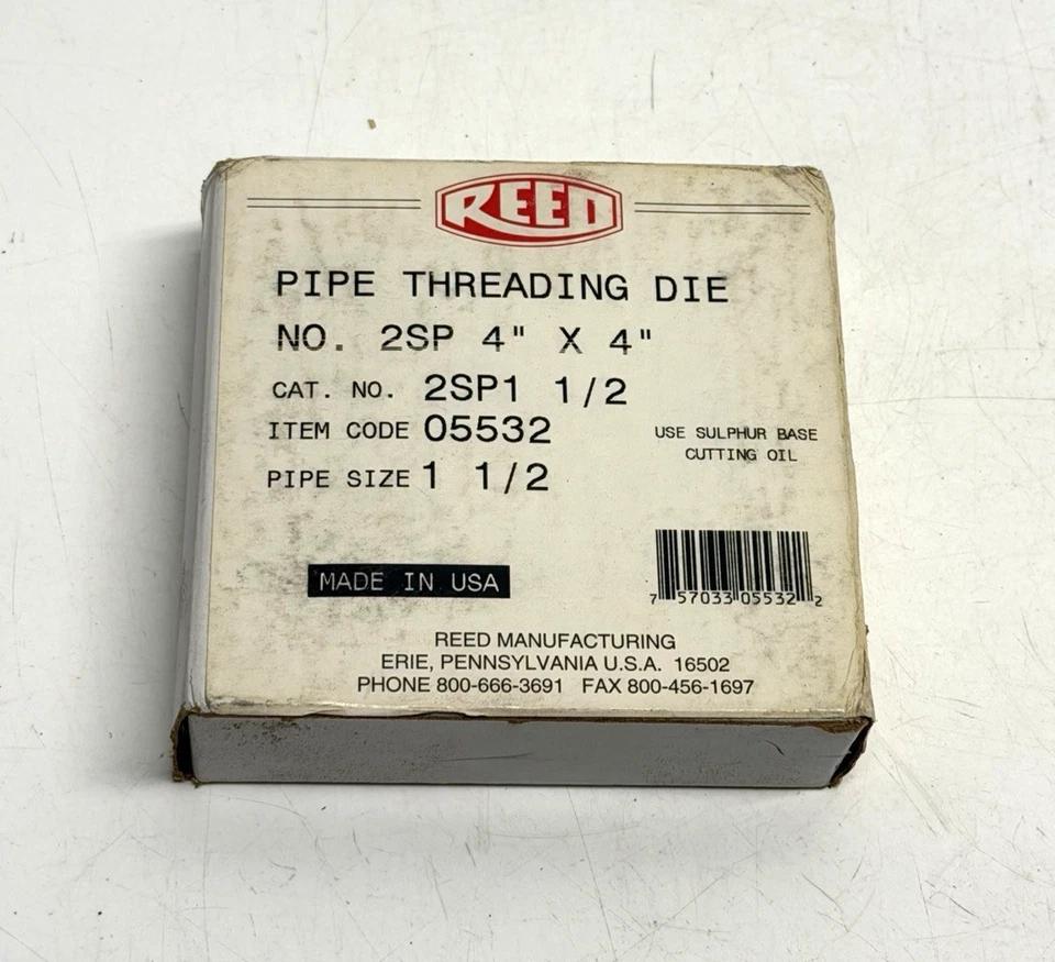 VINTAGE FACTORY SEALED Reed  Cat No 2SP1 1/2 Size 1 1/2" Pipe Die 05532 - Image 1 of 4