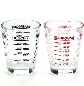 2‑Pack Heavy Glass Shot Measuring Cups 1oz/30 ml – Black & Red Marked - Picture 1 of 6