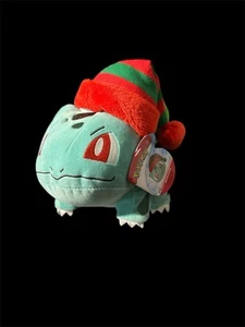 Pokemon Holiday Bulbasaur Plush Stuffed Animal- 8" Christmas Hat - Picture 1 of 4