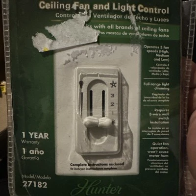 Hunter全风扇3速风扇和灯双滑吊扇开关27182 — 第 1/2 张图片