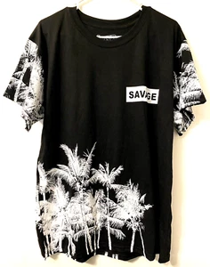 Fresh Laundry Shirt Mens XL Black Savage All Over Print Casual Palms Beach - Picture 1 of 8