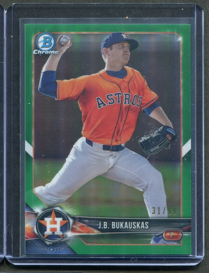 2018 Bowman Chrome J.B. Bukauskas GREEN Refractor #BCP125 Astros /99 - Image 1 of 1