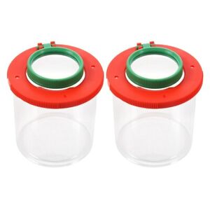 2Pcs 4X Two Lens Insect Viewer Locket Box Magnifier Bug Magnifying Loupe1030
