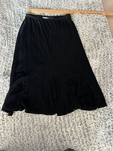 Laura Ashley Slinky Knit Maxi Skirt PS Petite Small Black Pull On Long EUC