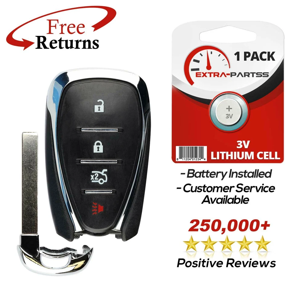 Remote Key Fob 4btn for 2016 2017 2018 2019 Chevrolet Camaro Cruze - Imagem 1 de 1