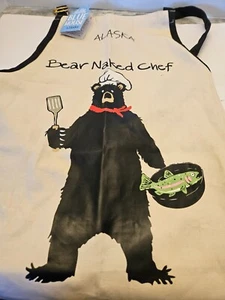 Grembiule da cucina divertente uomo barbecue orso nudo chef griglia Alaska souvenir Hatley - Foto 1 di 5