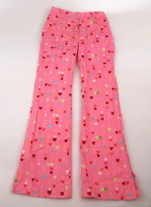 VTG Gymboree Girl's Pants Sz 8 - 10 Flare Pink Hearts All Over Print Snap Adjust - Picture 1 of 17