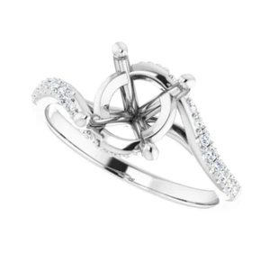 Natural Diamond Women Engagement Ring Mount Solid 14K WG Oval Cut 10×8mm Setting - Picture 1 of 8