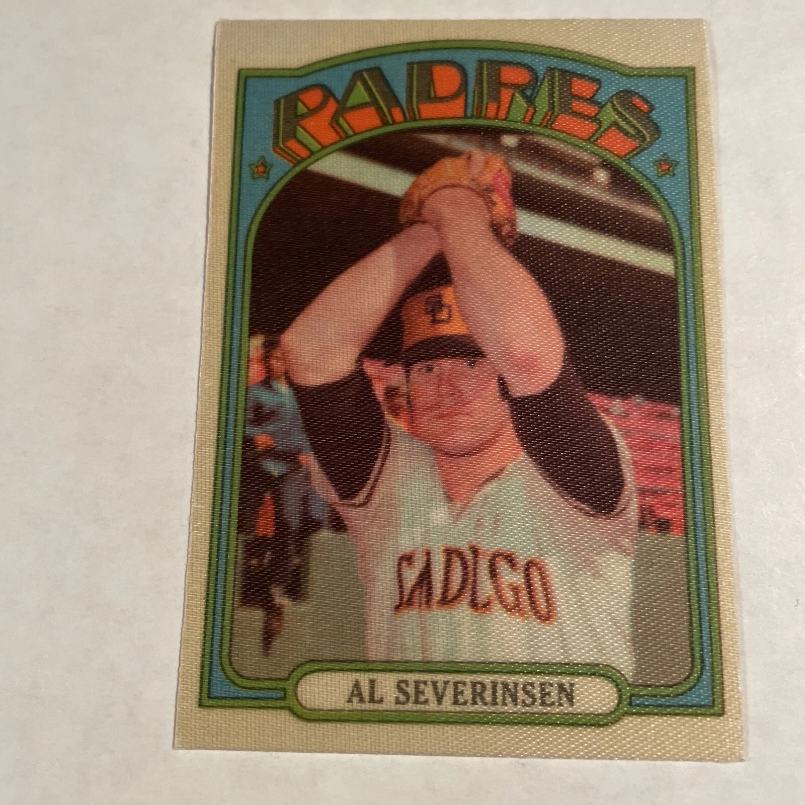 1972 Topps Al Severinsen Cloth Sticker Rare Test Issue W/Backing Padre Tough MLB