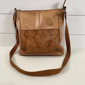 The Sak Womens Iris Floral Tooled Leather Crossbody Bag Brown Western Bohemian - Picture 1 of 16