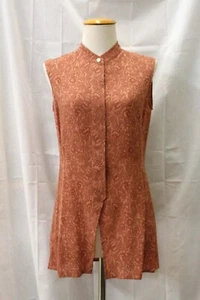 J. Peterman Co. Gr. 4 Blumendruck Erdton 100 % Seide Ärmel MOP Knopfleiste - Bild 1 von 23