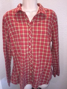 Eddie Bauer kariertes rotes Damenhemd mit Knopfleiste Large gebraucht, in einwandfreiem Zustand - Bild 1 von 4