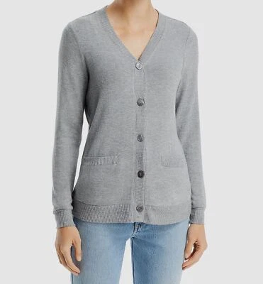 $108 Three Dots Women's Gray V-Neck Button Front Cardigan Sweater Size S - Image 1 of 2