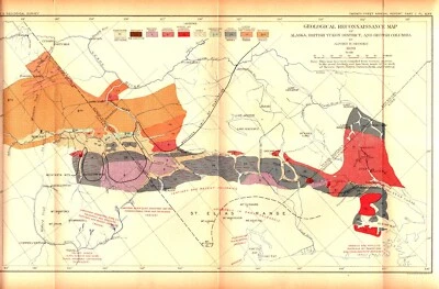 BRITISH COLUMBIA, ALASKA, BRITISH YUKON DISTRICT, Antique geological map 1899 - Image 1 of 3