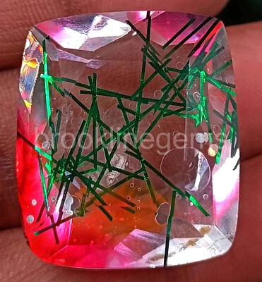 65.90 CT Cushion Cut BI Color Rutilated Quartz EGL Certified Loose Gemstone 5JRO - Image 1 of 4