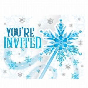 Snowflake Swirls Gatefold Invitations 8 Pack 4.5" x 4.5" Winter Party Decoration
