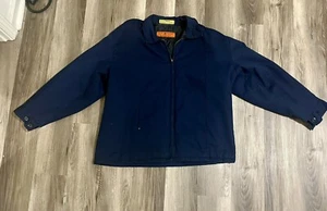 Vintage Red Kap Jacket Mens Large Navy Blue USA Mechanic Work Quilted Lined - Picture 1 of 7