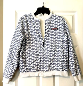 Vineyard Vines Girls Kids Size 14 Reversible Fuzzy Full Zip Whale Jacket Coat - Picture 1 of 10