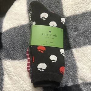 Paquete de 3 calcetines Kate Spade para mujer 3 piezas manzanas rayas negro rojo talla 4-10 M - Imagen 1 de 5