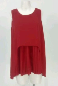 DG2 Diane Gilman Red Tank Tunic Pleated Undershirt SZ M NWT - Picture 1 of 10
