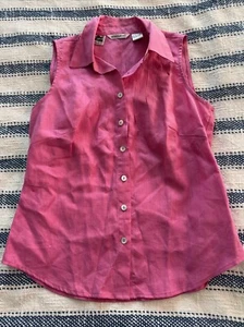 Richard Malcolm 100% Irish Linen Pink Small Pintuck Top Tank Collar Button Down - Picture 1 of 3