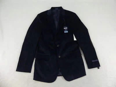 Stafford Sport Coat Mens 42 Long Classic Fit Navy Blue Corduroy Elbow Patches - Image 1 of 4