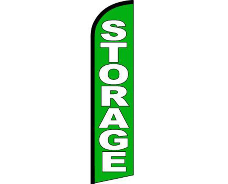 Storage Green / White Windless Banner Advertising Marketing Flag 100D - Image 1 of 1