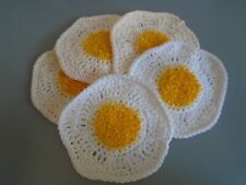 1  Fried Egg Dish Cloth with Scrubby Center  you Choose Color Ecru or White