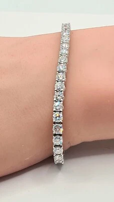 10.00 Ct TW Round Diamond 7" Tennis Bracelet 14k White Gold Lab Grown (EF/VS) - Image 1 of 4