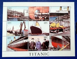 SELLOS TEMA TITANIC CENTROAFRICA 1998 9v. Mini Hoja MH Nuevos - Imagen 1 de 1
