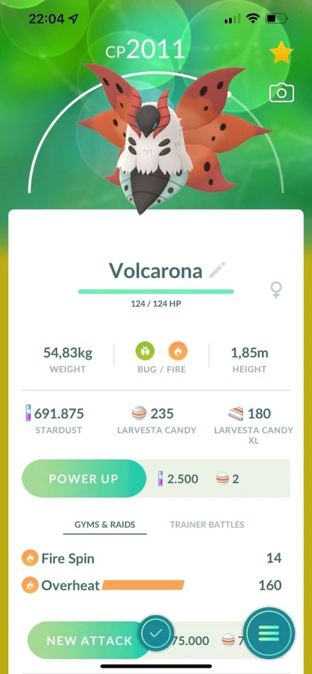 Volcarona  | Tr-de 20K Stardust - Image 1 of 1