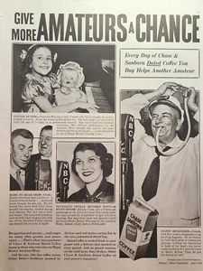 Anuncio impreso vintage de Chase and Sanborn Coffee Major Bowes Amateur Show NBC 1936 - Imagen 1 de 4